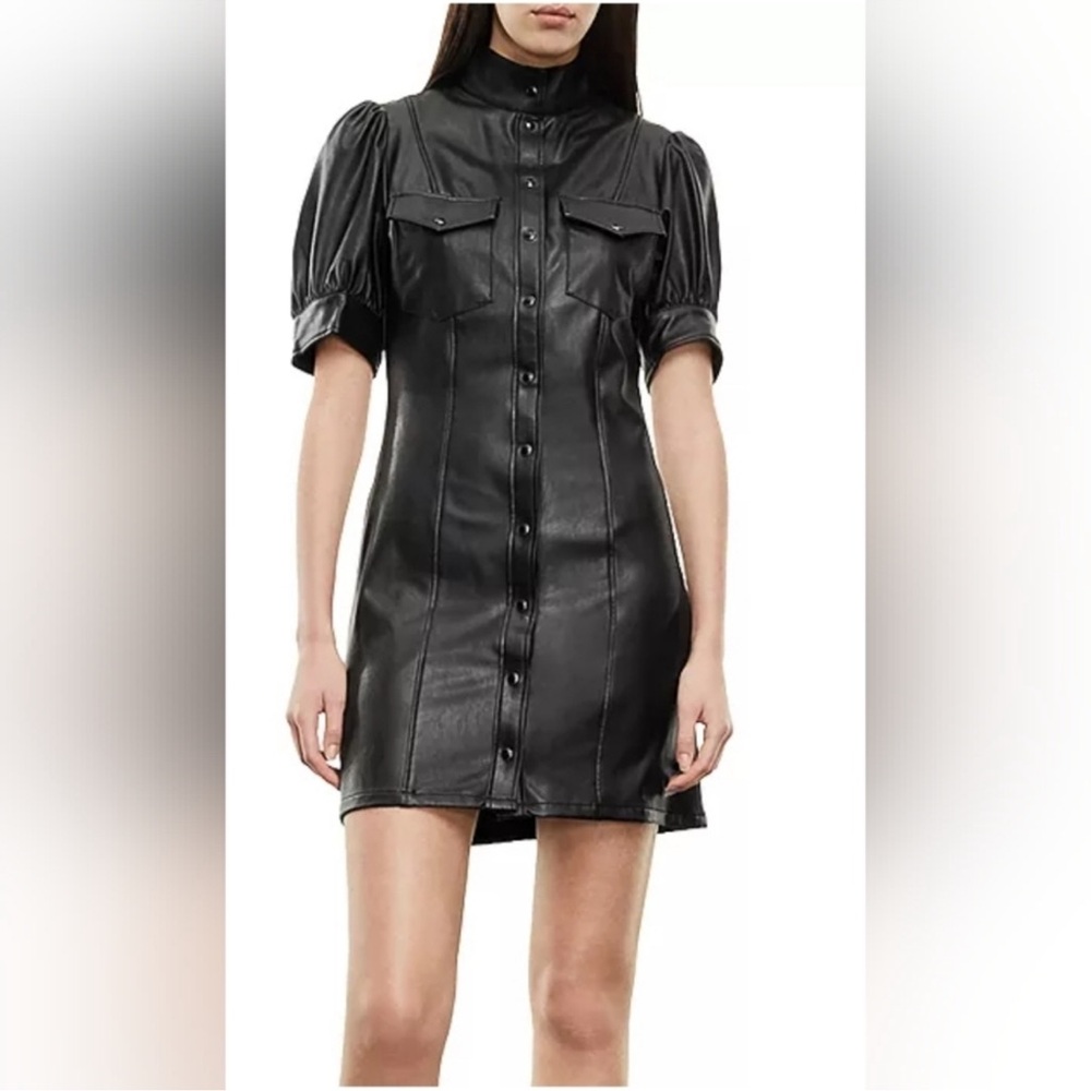 NWT The Kooples Jean Black Faux Leather Dress